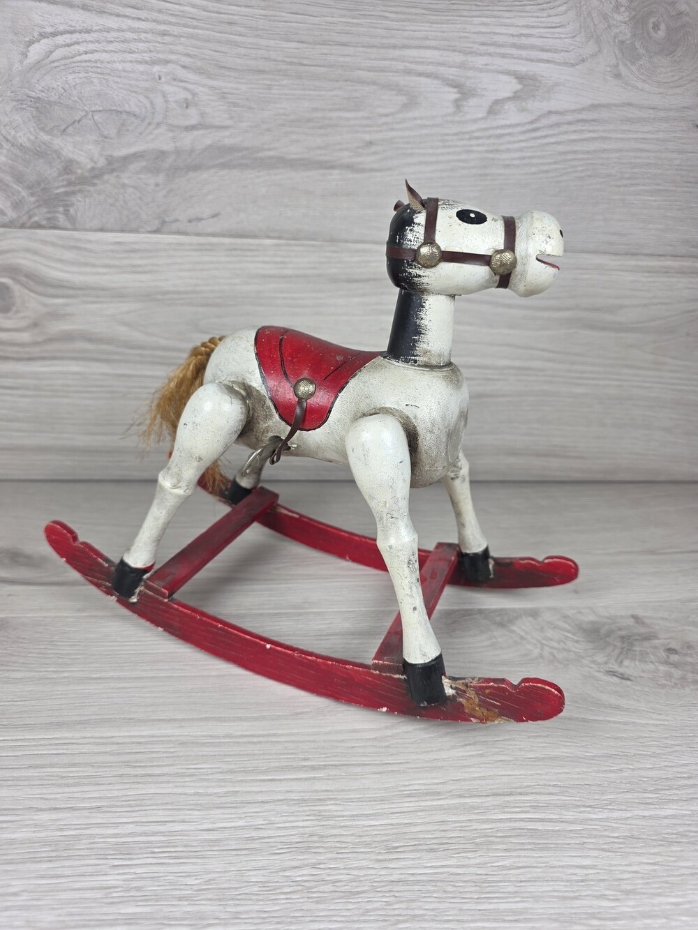 Enesco Rocking Horse Figurine Painted Wood 1970s 80s Musical Vtg SU66